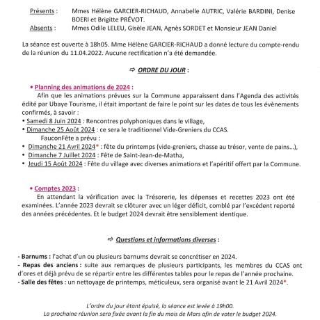 CCAS Compte rendu 18.01.2024 CCAS Compte rendu 18.01.2024