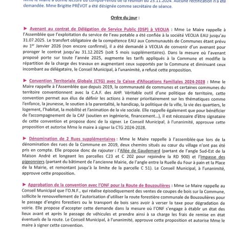Cpte rendu du Conseil Municipal du 20.12.2024 Cpte rendu du Conseil Municipal du 20.12.2024