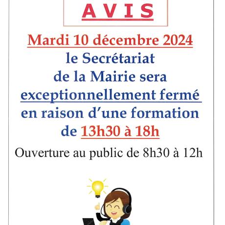 Fermeture secrétariat