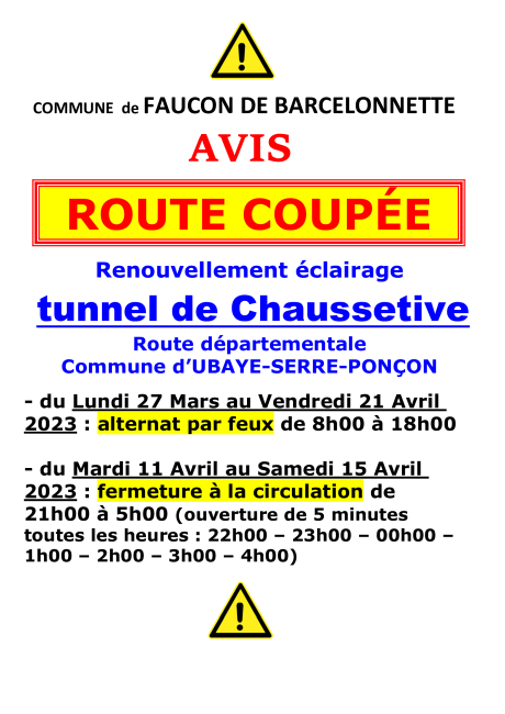 Avis-route-coupée-Tunnel Chaussetive