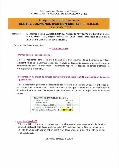 CCAS Compte rendu 01.02.2022