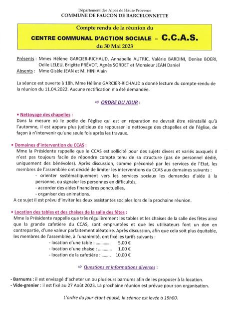CCAS Compte rendu 30.05.2023
