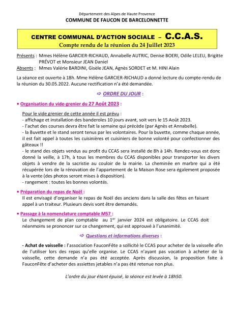 Compte-rendu du 24.07.2023