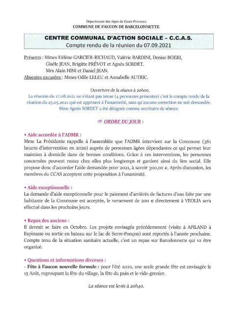 Compte rendu CCAS 07.09.2021