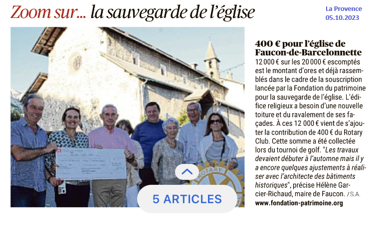 Le rotary soutient la rénovation de l'église