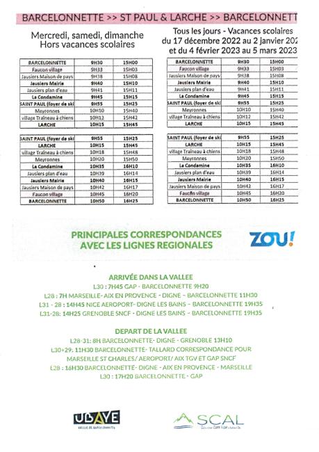 Horaires Navettes 2022-2023