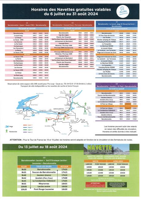 Horaires navettes