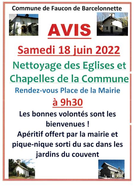 Nettoyage églises et chapelles