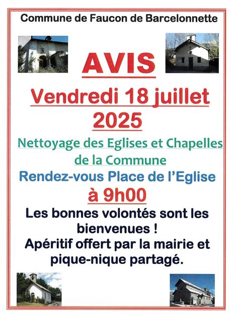 Nettoyage églises chapelles