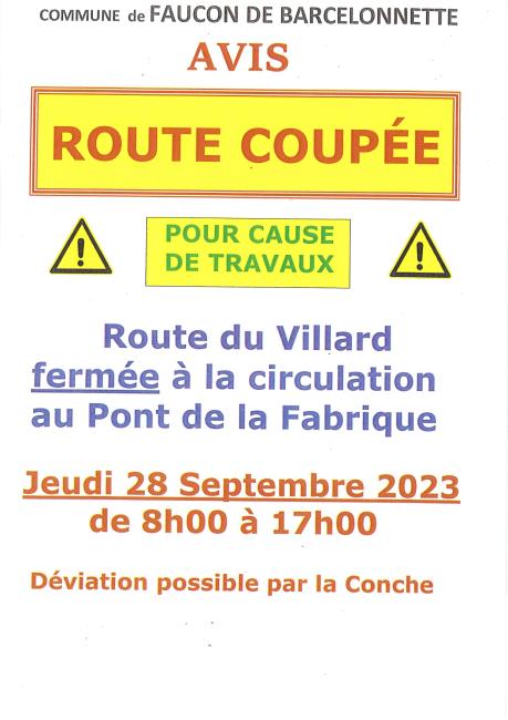 Route coupée 28.09.2023